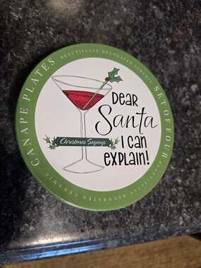 Certified International CHRISTMAS Dessert Plates Set/4 Dear Santa/Naughty List